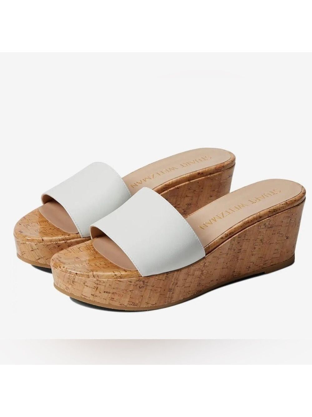 Stuart Weitzman Summer Wedge Platform Leather Slide Sandal - NWT